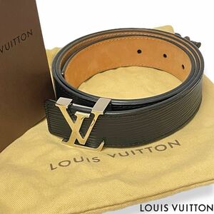 美品 正規品 LOUIS VUITTON ルイヴィトン エピ サンチュール LVイニシャル レザー ベルト 85/34 スペイン製