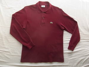 LACOSTE ラコステ 　鹿の子素材　定番長袖ポロシャツ 型番 L1312Y サイズ 3 日本製 ワイン系