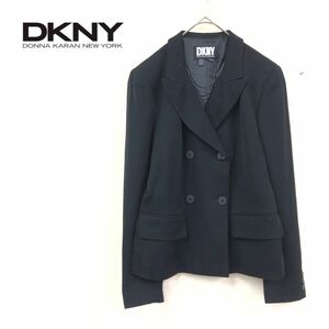 1N2197-K◆DKNY ディーケーエヌワイ テーラードダブルジャケット◆size6 ブラック ウール100% 総裏仕立て キレイめ フォーマル レディース