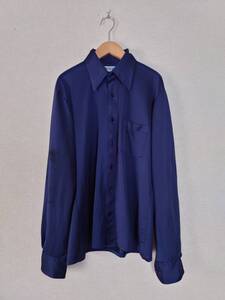 RICH KNIT【 アメカジ 70年代 U.S.古着 】(М) 長袖ボタンシャツ メンズ colorネイビー/ポリエステル　826-4J0405