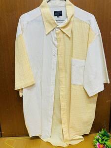 メンズ　大きい服　RELLOY　半袖　　ワイシャツ　ブラウス　カットソー　３L　黄色　＠大きい服レオ　@ハン１