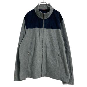 TOMMY HILFIGER フリースジャケット 2XL グレー ネイビー トミーヒルフィガー ビッグサイズ 古着卸 アメリカ仕入 a609-5810