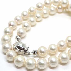 大珠!!《K14WG アコヤ本真珠ネックレス》J 50.7g 約42.5cm 約9.0-9.5mm珠 pearl パール necklace ジュエリー jewelry EB5/EC5