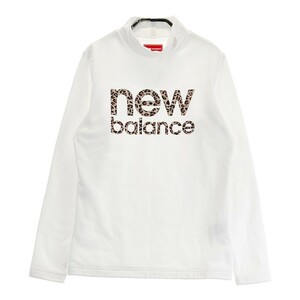 【1円】NEW BALANCE ニューバランス 2023年モデル 裏起毛 ハイネック 長袖Tシャツ ロゴレオパード ホワイト系 1 [240101246775]