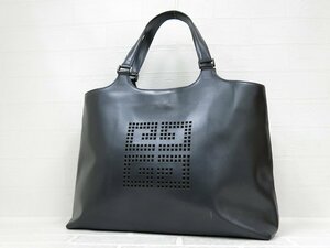 ◆美品◆GIVENCHY ジバンシィ◆カーフ レザー 本革◆ハンド トート バッグ◆ブラック シルバー金具◆パンチング 4Gロゴ◆腕掛け◆A8114