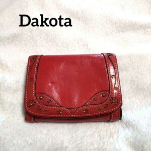 定価15,400円 Dakota ダコタ ニつ折り財布 デイジー 花柄カットワーク レトロ ミニウォレット 赤 パンチング DAISY レッド 