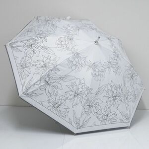 晴雨兼用日傘 CHARLES JOURDAN USED美品 シャルルジョルダン ホワイト 花柄 ジャンプ UV 50cm A1569