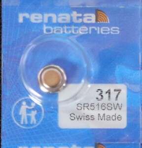 ●【即決送料無料】1個275円 スイス製RENATA 317(SR516SW) 酸化銀電池 使用推奨期限：2027年8月●