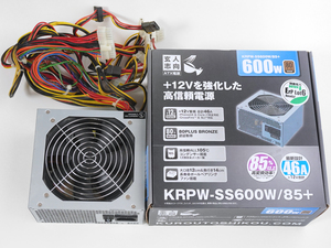 動作確認済 玄人志向 ATX電源 KRPW-SS600W / 85+ 600W 80PLUS BRONZE