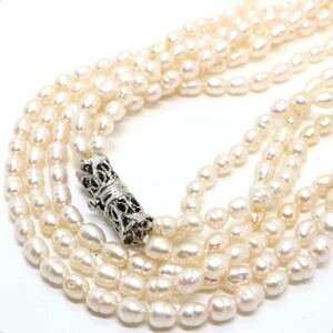 《本真珠3連ネックレス》J 57.5g 約62cm pearl パール necklace ジュエリー jewelry DA0/DA0