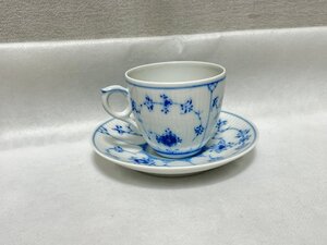 ▽ROYAL COPENHAGEN ブルーフルーテッド ハーフレース コーヒーカップ＆ソーサー 072/073 ロイヤルコペンハーゲン 中古▽012064