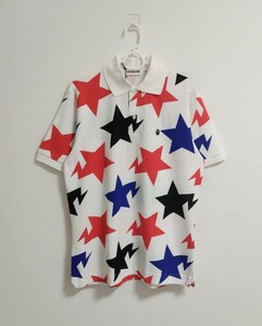 【新品タグ付】A BATHING APE トリコロール ポロシャツ Mサイズ　エイプ NIGO 裏原 星　スター 総柄