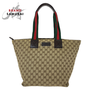 GUCCI グッチ シェリーライン ブラウン 茶 ベージュ GGキャンバス/レザー 131231 トートバッグ ハンドバッグ ショルダーバッグ 406997