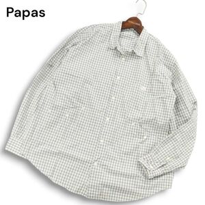 Papas パパス 通年 ゆったり★ 長袖 チェック柄 格子模様 シャツ Sz.L メンズ　I5T00111_1#C