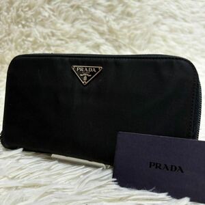 PRADA プラダ 長財布 ジッピーウォレット ラウンドジップ ロングウォレット 三角ロゴ トライアングルロゴ ナイロン レザー ブラック 黒 