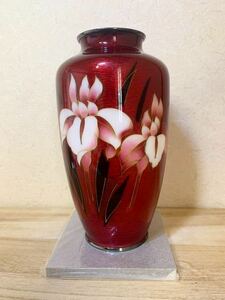 【七宝焼き】 花瓶 花器 フラワーベース　花　土台付き　未使用保管品