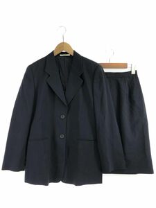 DAKS ダックス ウール混 セットアップ ジャケット スカート スーツ size上9AR下64-91/紺 ◇■ ☆ ebb3 レディース