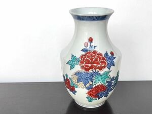 有田焼 人間国宝 今泉今右衛門 錦菊芙蓉絵 花瓶 花器 古伊万里 古美術