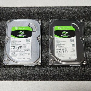 【送料無料】SEAGATE BARRACUDA 500GB+1000GB 合計1500GB/1.5TB 3.5インチ内蔵HDD 2個セット フォーマット済み 正常品 PCパーツ 動作確認済