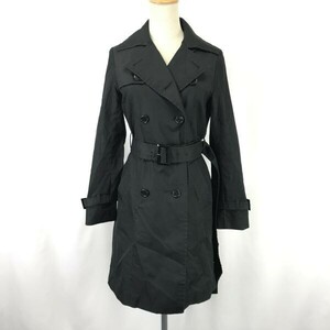 LES MUES/レミュー★トレンチコート【レディースS/black/黒】スプリング/ビジネス/コットン/調節ベルト付き/Coat/Jacket/Jumper◆BH782