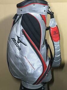 hcb-455 中古キャディバッグ ミズノ Mizuno シルバー/ブラック フードカバーつき