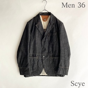 Scye 日本製 サイ Denim 3B Jacket デニム テーラード ジャケット セルビッチデニム 3ボタン ワーク Aライン インディゴ size 36 sk