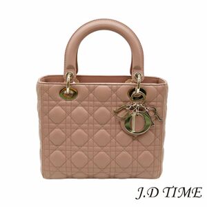 【SALE限定価格】Christian Dior【クリスチャンディオール】レディディオールミディアム ブラッシュ/シャンパンゴールド金具 USED(JD-9120)