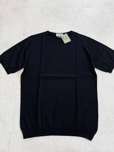 4960】新品3.7万【JOHN SMEDLEY / ジョンスメドレー　L(50)　 CBELDEN T-SHIRT　STANDARD FIT　NZウール×SIコットン素材】BLACK