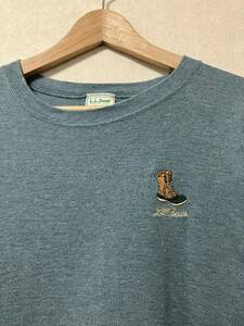 筆記体ロゴ● 80s L.L.BEAN エルエルビーン ビンテージ ビーンブーツ刺繍 DOUBLE L 鹿子 tシャツ M位 旧ロゴ レア柄 ダブルエル 70s 90s