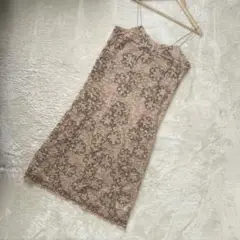 IENA　キャミソールワンピース　レースワンピース　レイヤード　刺繍　レース