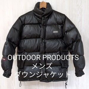 OUTDOOR PRODUCTS アウトドアプロダクツ メンズ ダウンジャケット ジップアップブルゾン M ブラック 黒 ダウン80％ 古着 ヴィンテージ