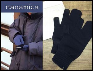 送料無料 新品 nanamica ナナミカ 21AW SUKF197 TECH GLOVES 光電子 ウール ニット グローブ 手袋 ミトン テックグローブ ネイビー FREE ⑦