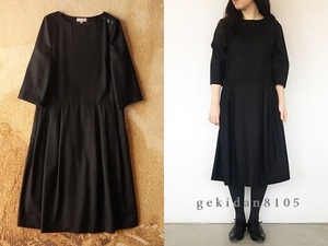 MARGARET HOWELL マーガレットハウエル 2015 肩ボタン ブラックドレス ワンピース BLACK FLANNEL 63,800円 極美品