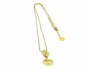 1円 ChristianDior ディオール ヴィンテージ ラインストーン ネックレス ペンダント アクセサリー レディース ゴールド系 FD2253