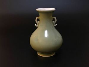 青釉双耳花瓶 清時代 中国美術 唐物