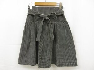 【PAULE KA ポールカ】ベルト付き ドット風凹凸生地 フレアスカート (レディース) size36 ブラック×ホワイト ■17LF3505■