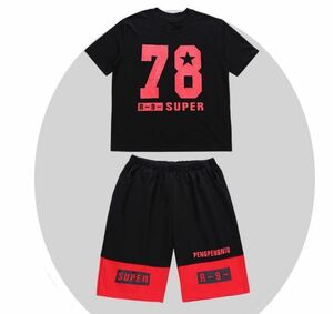 上下セット 子供服 半袖Tシャツ&ハーフパンツセット スケートボード バスケット サッカー ダンス ヒップホップ