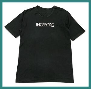 2347◆INGEBORG インゲボルグ◆ビッグロゴプリント コットン 半袖 Tシャツ ブラック L