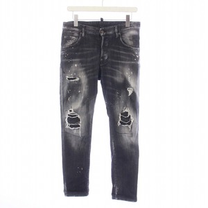 ディースクエアード DSQUARED2 20AW SKATER JEAN デニムパンツ ジーンズ スキニー ダメージ加工 ボタンフライ 44 XS 黒 ブラック S74LB0809