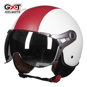 自動車バイクヘルメット ジェットヘルメット GXT288 インナーバイザー半帽ヘルメット 夏用軽便6色選択可能 白*赤