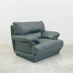 〓 ニコレッティ NICOLETTI 1シーターソファ レザーソファ 総革 本革 1P sofa グリーン 高級イタリア製家具