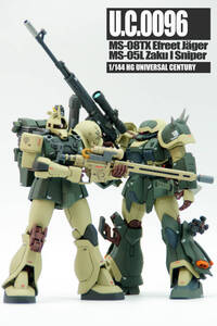 HGUC 1/144 MS-05L ザクIスナイパー MS-08TXイフリートイェーガー 2機セット　塗装済完成品　機動戦士ガンダムユニコーン