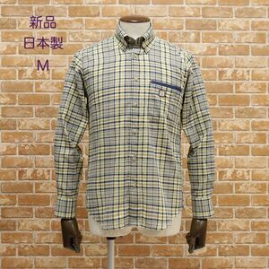 【新品・ 3(M)・日本製】GREENCLUBS・綿100％ 先染めチェック柄 ボタンダウン長袖シャツ