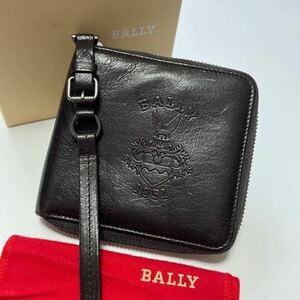 ★BALLY バリー ラウンドファスナー 財布 レザー ダークブラウン メンズ 男性【鑑定済み 本物保証】