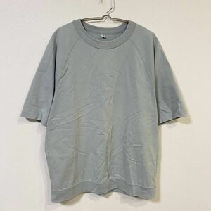 【ユニクロ】 UNIQLO カットソー Tシャツ 綿100% 無地 5分袖 クルーネック メンズ サイズL 水色 SB5895