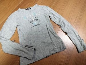 jjyk3-1274 ■ BLUE CROSS spicy label ■ Tシャツ カットソー トップス 女の子 キッズ ジュニア 長袖 コットン グレー M 150