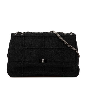 シャネル チョコバー 2.55 チェーン ショルダーバッグ ブラック ウール レディース CHANEL 【中古】