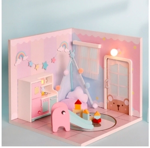 ドールハウスの家具diyミニチュア3D木製miniaturasドールハウスのおもちゃ子供の誕生日プレゼントカサ子猫日記 ３