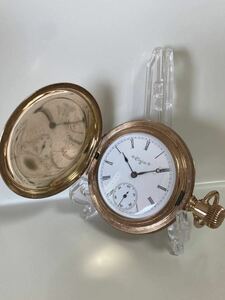 エルジン 稼働中　金張フルハンターケース　1899年製　ELGIN NAT’L WATCH Co. USA 懐中時計　アンティーク　手巻き スモセコ 白文字盤 