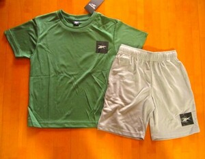 *送料無料*新品*150*Reebok*上下Set*グリーン×グレー*半袖半パン*テニス*スポーツ*リーボック*